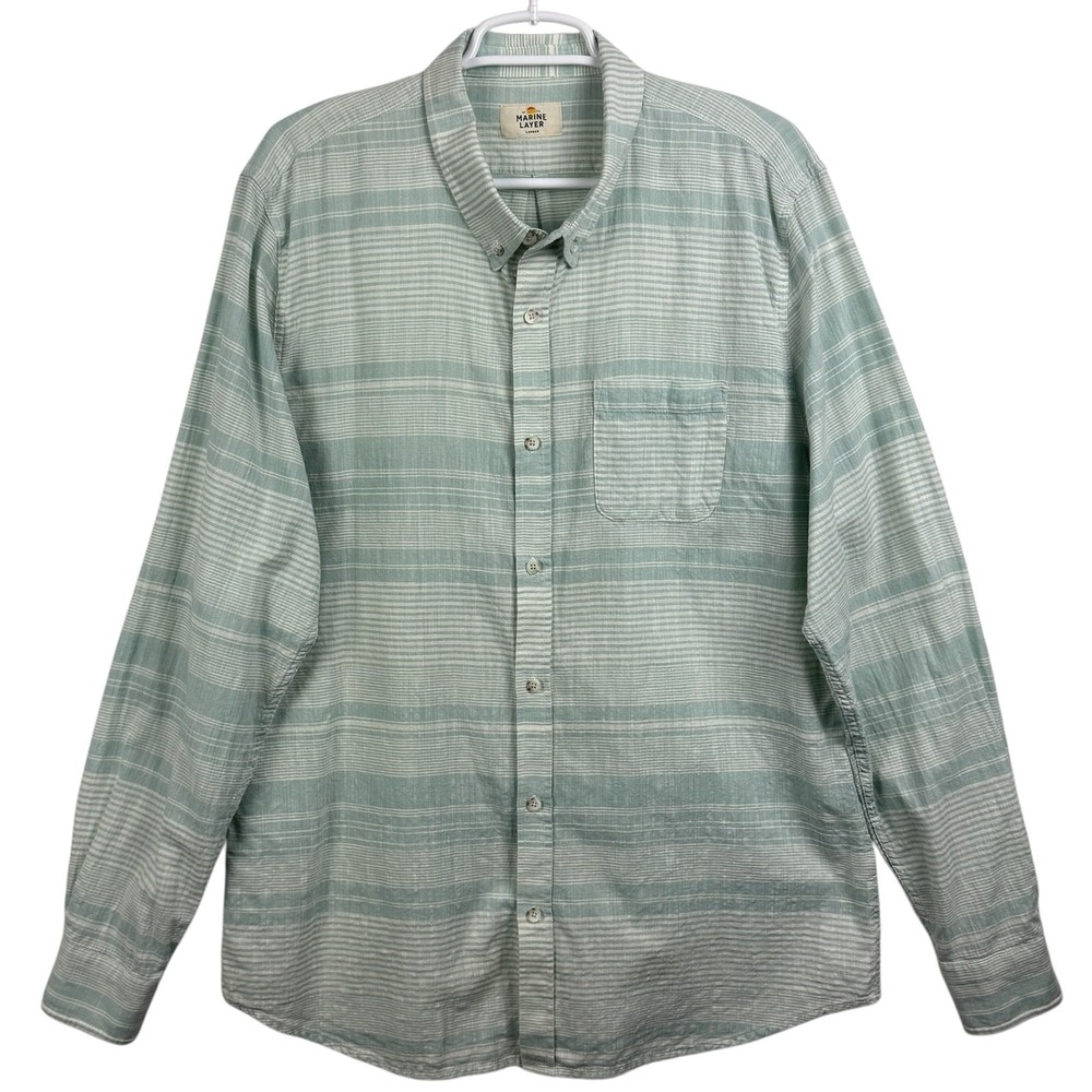 Marine Layer Men's Striped Button Down Shirt Long Sleeve Casual Soft Size Large‎